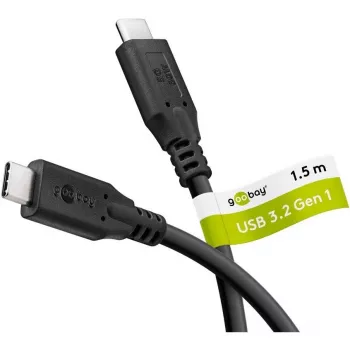 Goobay USB-kaabel-C, USB 3.2, 60 W, 5 Gbit/s, Power Delivery, 1,5 m (1,50 m, USB 3.2 Gen 1, 60 W), USB-kaabel