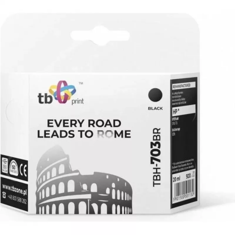 Print, Cartucce, Ink HP DJ D730/F735 Must taastatud TBH-703BR (HP Nr. 703 CD887AE)