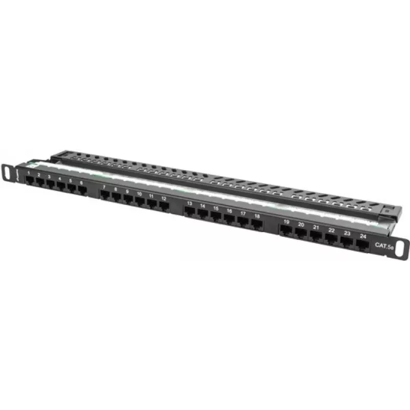 Lanberg PPU5-0024-B - RJ-45 - Cat5,Cat5e - Must - Metall - Rackipaigaldus - 0,5U (PPU5-0024-B)