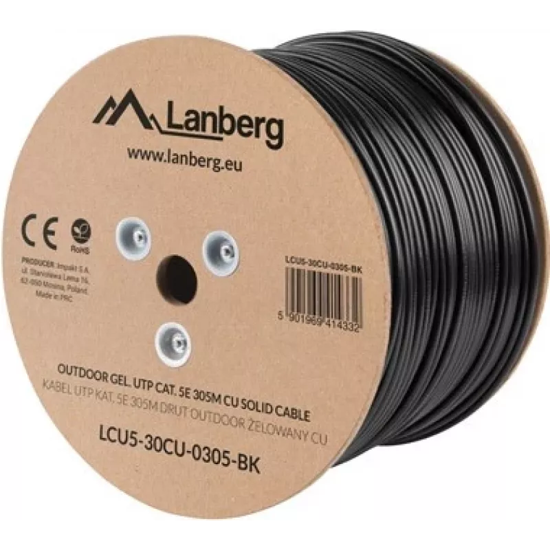 Lanberg LCU5-30CU-0305-BK võrgukaabel 305 m Cat5e U/UTP (UTP) must (LCU5-30CU-0305-BK)
