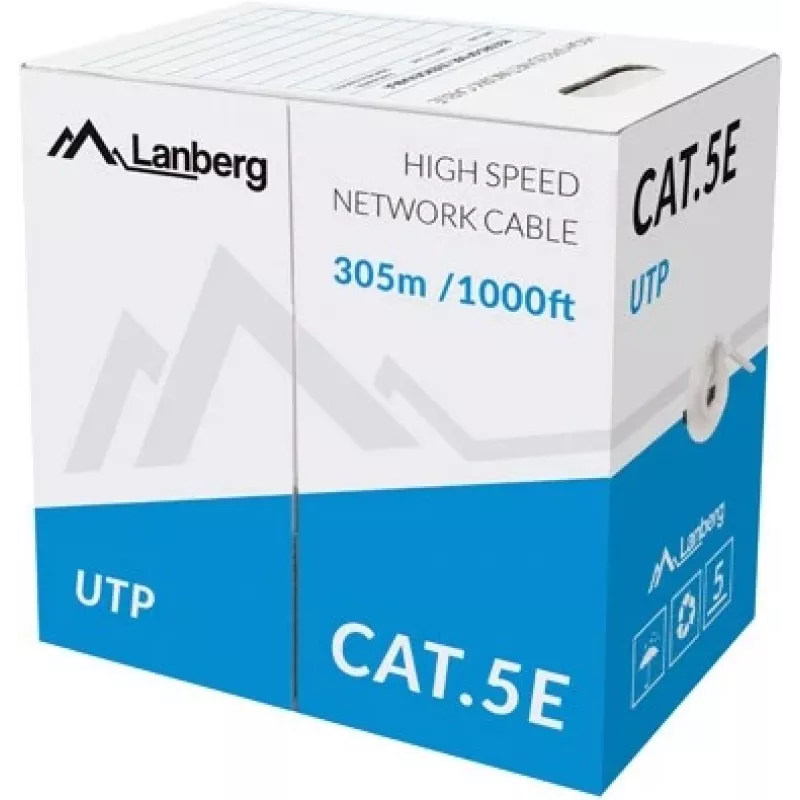 LANBERG võrgukaabel U/UTP Cat5e LCU5-10CC-0305-S, 305 m, CCA juht, 24 AWG, hall