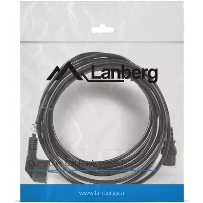 Toitekaabel LANBERG CA-C13C-11CC-0050-BK — 5 m, C13 ühendus CEE7/7 pistikule, nurgeline C13
