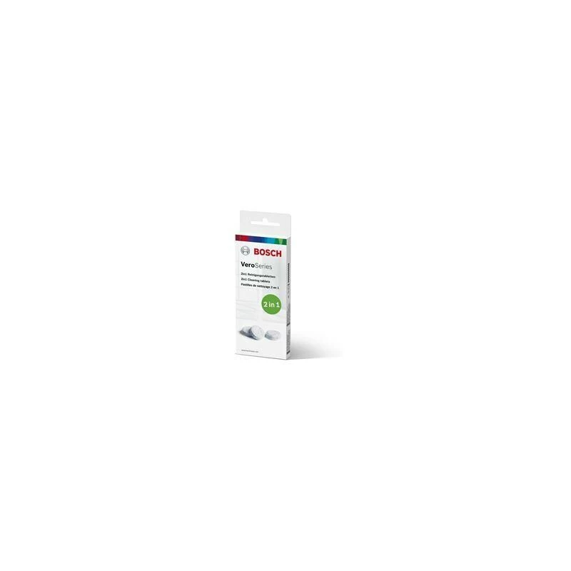Puhastustablett Bosch TCZ8001A — valge, 10 tk pakendis, puhastustablett kodumasinatele