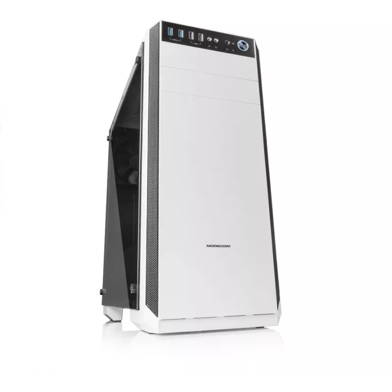 PC-korpus MODECOM Oberon Pro Midi Tower, karastatud klaas, microATX/ATX, 7 pesa, 395 mm GPU, 2x3,5 tolli + 3x2,5 tolli sahtlid, USB 3.2 Gen1