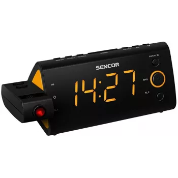 Kellaraadio SENCOR SRC 330 OR — FM-kellaraadio 1,2-tollise LED-ekraaniga, kahe äratusega, punase 180° projektsiooniga, toatemperatuuriga, patarei varutoitega