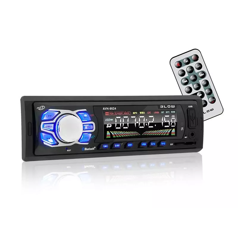 Autoraadio BLOW AVH-8624 — FM RDS, 45W RMS, Bluetooth, USB, MicroSD, AUX, LCD-ekraan, kaugjuhtimispult, must