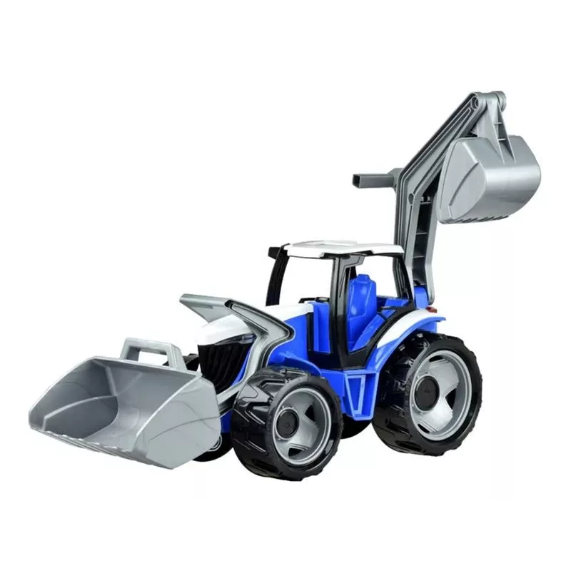 Lena GIGA TRUCKS Traktor koos esilaaduriga, Traktor, 3 a, Plastik, Sinine, Hall, Valge