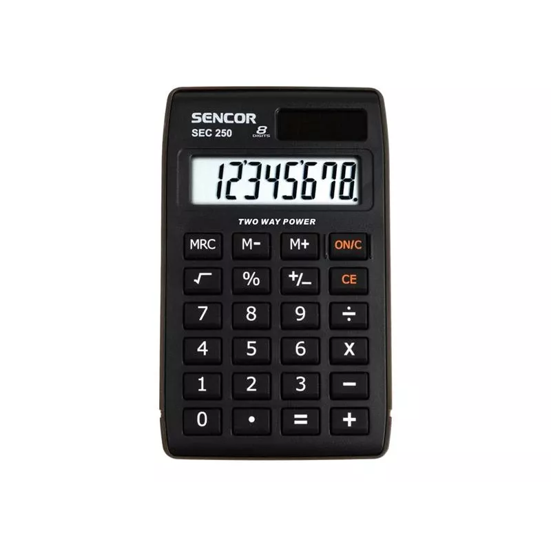 SENCOR SEC 250 taskukalkulaator, 8-kohaline LCD, kahetoiteline