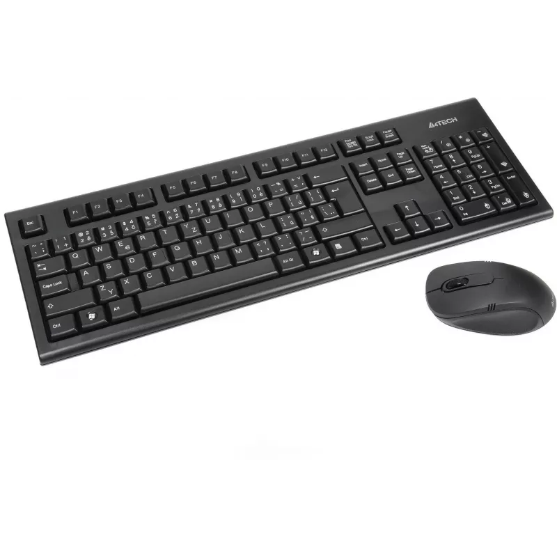 A4Tech 7100N lauaarvuti klaviatuur koos hiirega, RF juhtmevaba, QWERTY, inglise, must