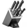 Nugade/riistade komplekt ZWILLING 35145-007-0 — 7-osaline koos koka-, koorimis-, leivanoa, köögikääride ja musta plokiga