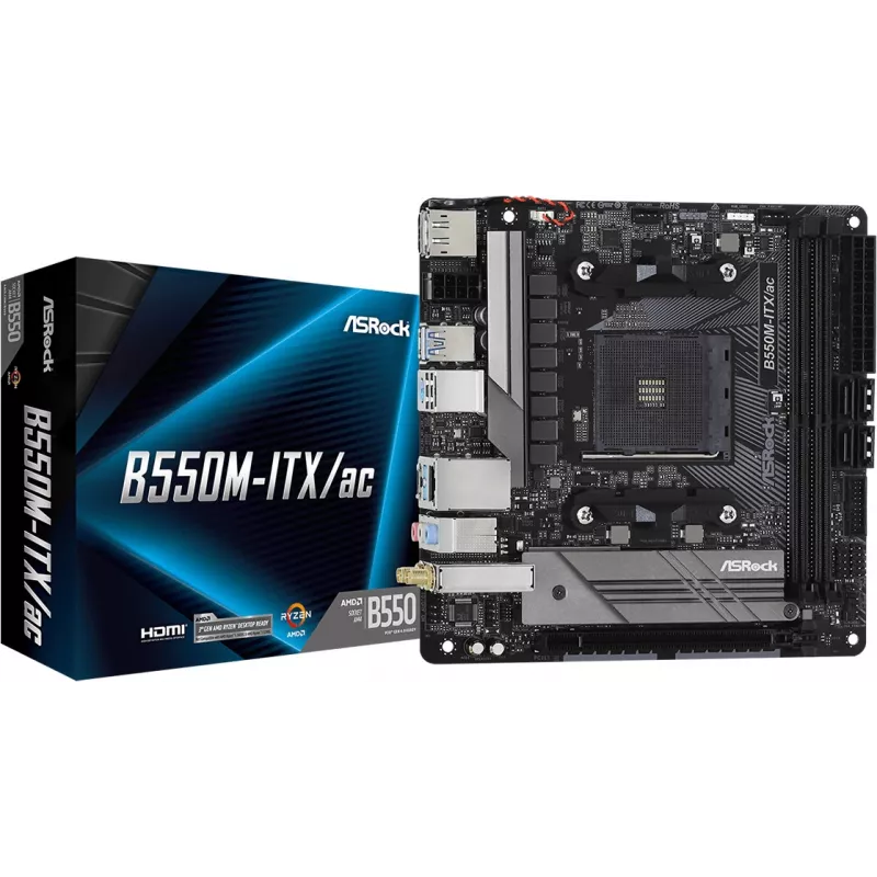 Emaplaat ASRock B550M-ITX/ac AMD B550 Socket AM4 mini ITX