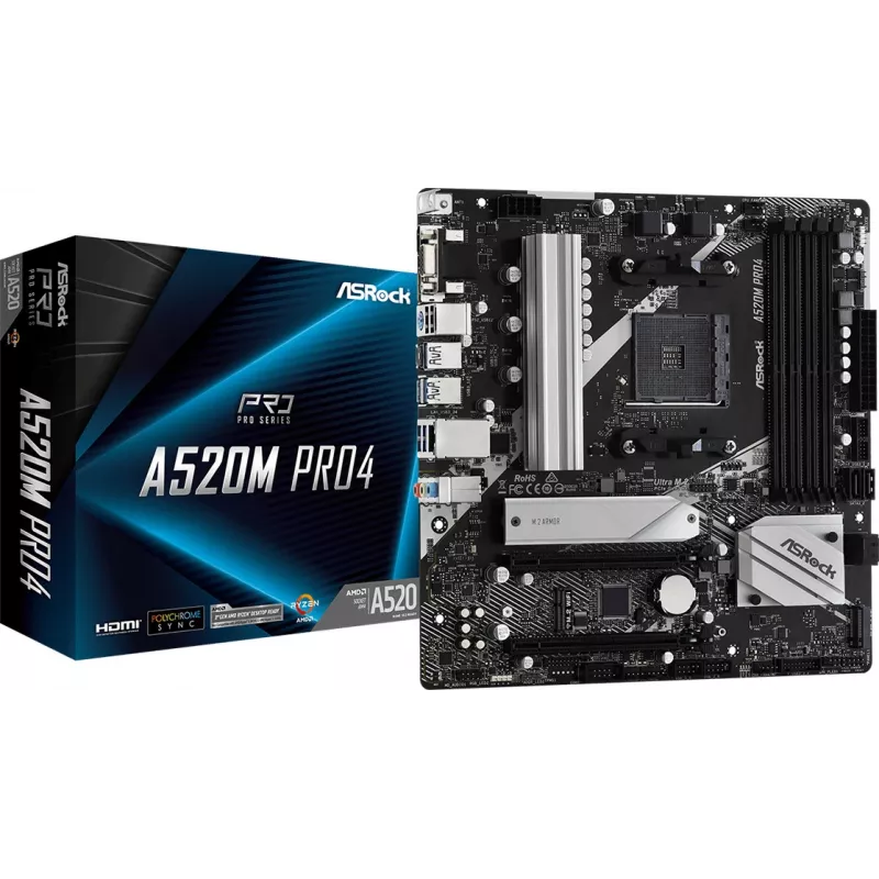 Emaplaat ASRock A520M PRO4 Socket AM4 micro ATX