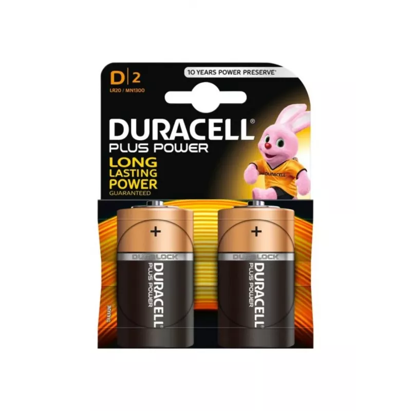 Battery Duracell Basic D (R20) — pakendis 2, primaarsed tsink-süsi elemendid