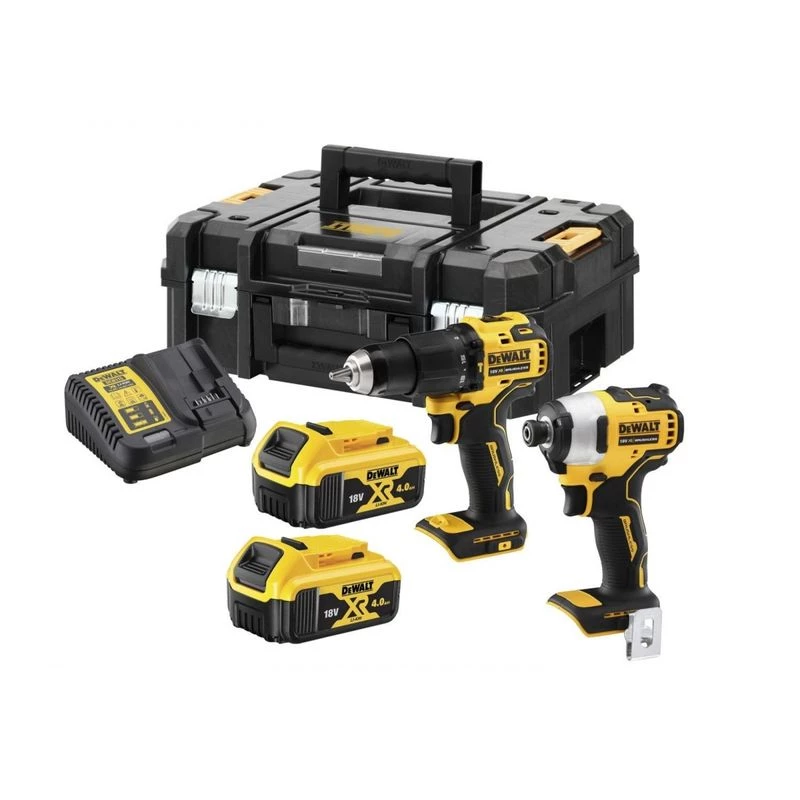 Juhtmeta tööriistakomplekt DeWalt DCK2062M2T — 18V, DCD709 puur + DCF809 1/4-tolline löökkruvikeeraja, 2×4,0Ah akud, TSTAK II kohver