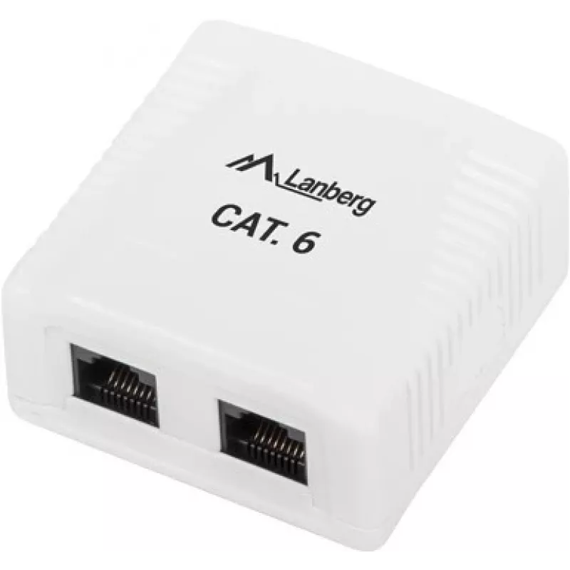 LANBERG Outlet Box RJ-45 Cat6 OU6-0002-W valge, 2 pesa, 30×54×57 mm