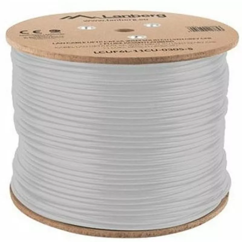 Võrgukaabel LANBERG LCUF6L-11CU-0305-S U/FTP Cat6a rullil, 305 m, 23 AWG, 500 MHz, hall