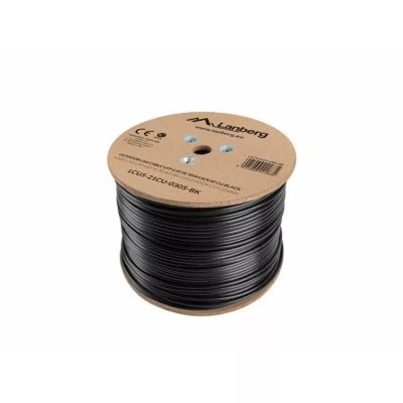 Võrgukaabel LANBERG Cat5e U/UTP LCU5-21CU-0305-BK, 305 m, 24 AWG, PVC kestaga, must