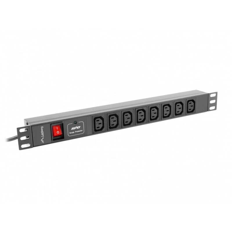 Lanberg PDU-08I-0200-C20-BK toitejaotusseade (PDU) 1U must 8 vahelduvvoolu väljundit (PDU-08I-0200-C20-BK)