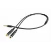 Heliadapter Gembird CCA-417M 2×3,5 mm isane – 3,5 mm emane, 0,2 m, must