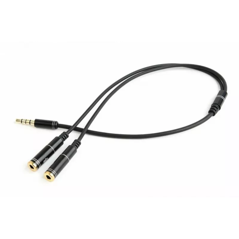 Heliadapter Gembird CCA-417M 2×3,5 mm isane – 3,5 mm emane, 0,2 m, must