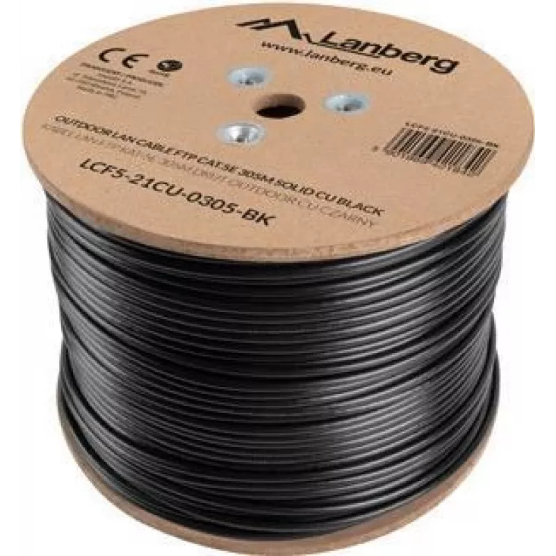 LANBERG võrgukaabel Cat5e LCF5-21CU-0305-BK, F/UTP vask, 305 m, 24 AWG, PE mantel, must