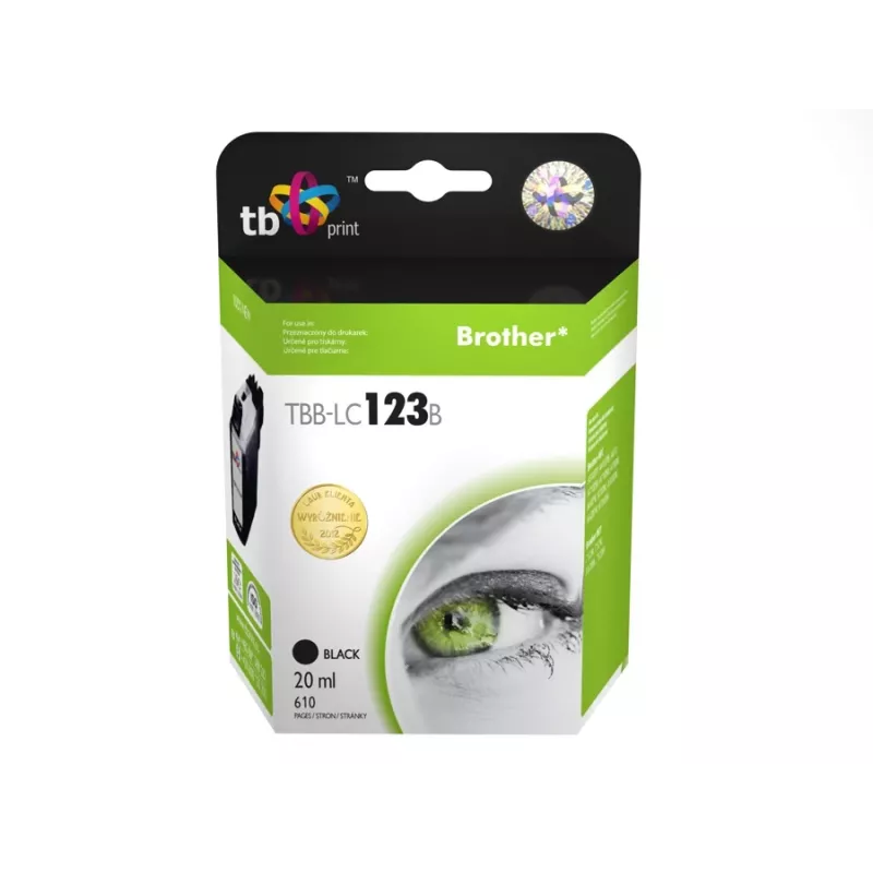 Ühilduv tindikassett Brother LC123BK 100% uus