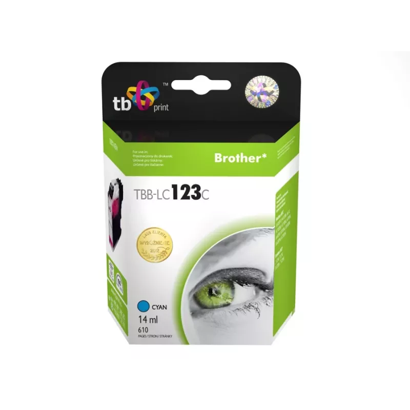 Ühilduv tindikassett Brother LC123C-ga, 100% uus