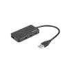 USB-jaotur NATEC Moth 4-pordiline USB 3.2 Gen 1 Type-A (5000 Mbit/s), USB-toitega, must, 0,15 m kaabel