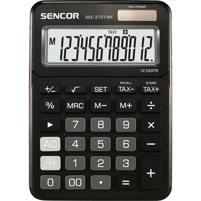 Kalkulaator SENCOR SEC 372BK 12-kohaline LCD alustala kalkulaator, patareitoide