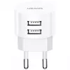 USAMS US-CC080 T20 Kahe USB-ga ümmargune reisilaadija, 10,5 W, valge
