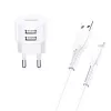 usams laadija T20 2x USB 2.1A koos Lightning-kaabliga — kaasaskantav USB seinaküülik