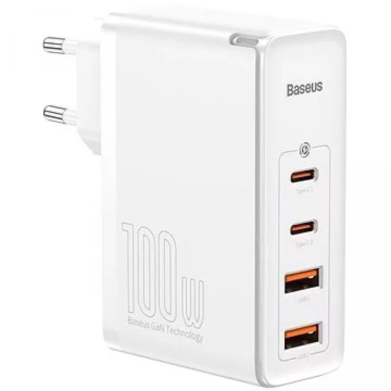 Travel Charger Baseus GaN2 Pro Quick 2x USB + 2x USB-C, 100W, EU (Valge)