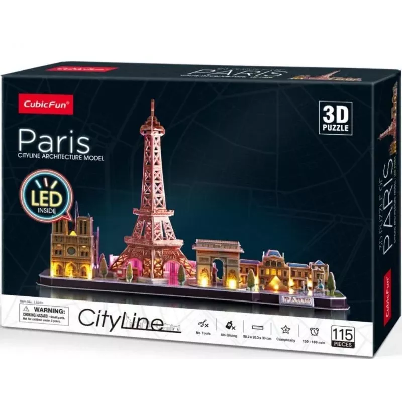3D pusle CubicFun City Line Paris LED 115 tk