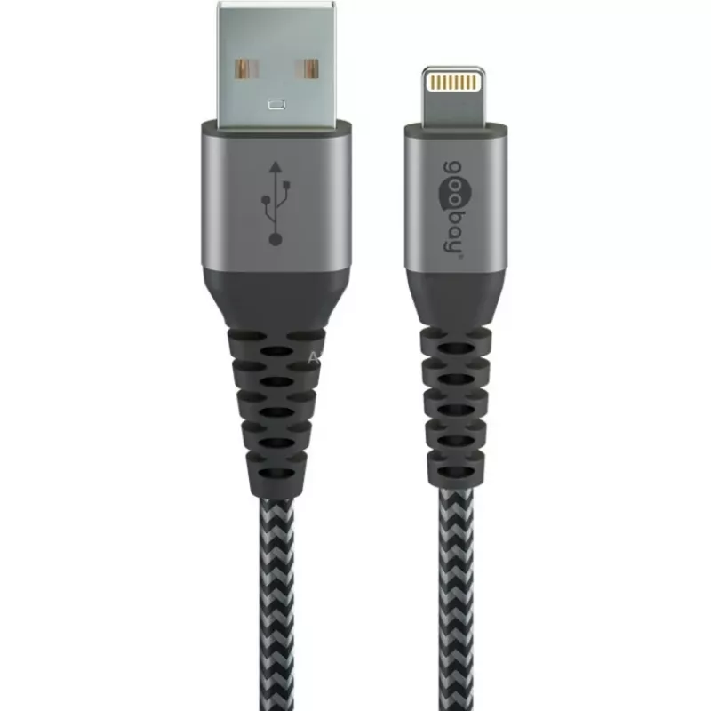 GOOBAY Lightning-kaabel 49268 — USB A-st Lightningusse, 1 m, 2.4A, hall / hõbedane