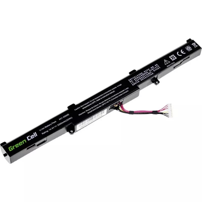 Aku roheline Cell AS77 ASUS sülearvutitele — Li-Ion 15 V, 2200 mAh, 4 elementi, must