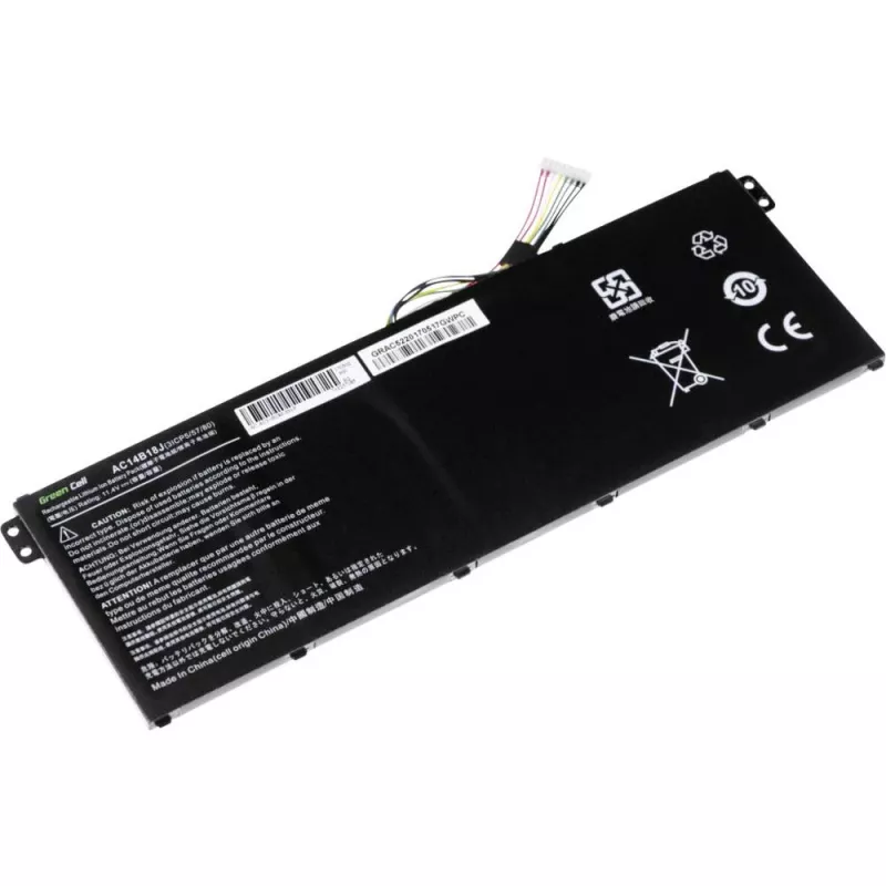 Aku roheline Cell AC52 Acer Aspire E11 ES1-111M ES1-131 E15 ES1-512 Chromebook CB3-111 CB5-311, 11,4V 2200mAh Li-Ion, 3 elementi, must