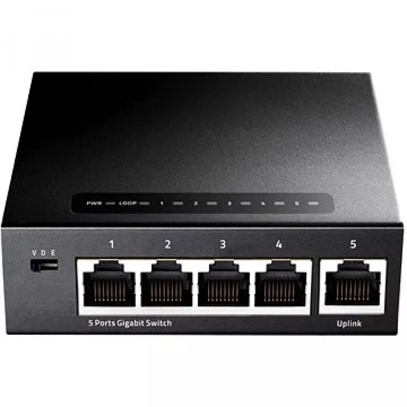 Võrgulüliti Cudy GS105 — 5 pordiga Gigabit Ethernet (10/100/1000), must, 5 V DC toide kaasas