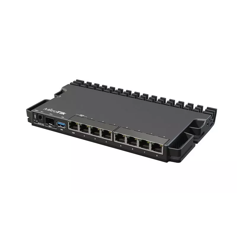 Juhtmega ruuter MikroTik RB5009UG+S+IN — 1x RJ-45, 7x Gigabit vask, 1x SFP+, PoE, DC, 2,5 GbE liides, must