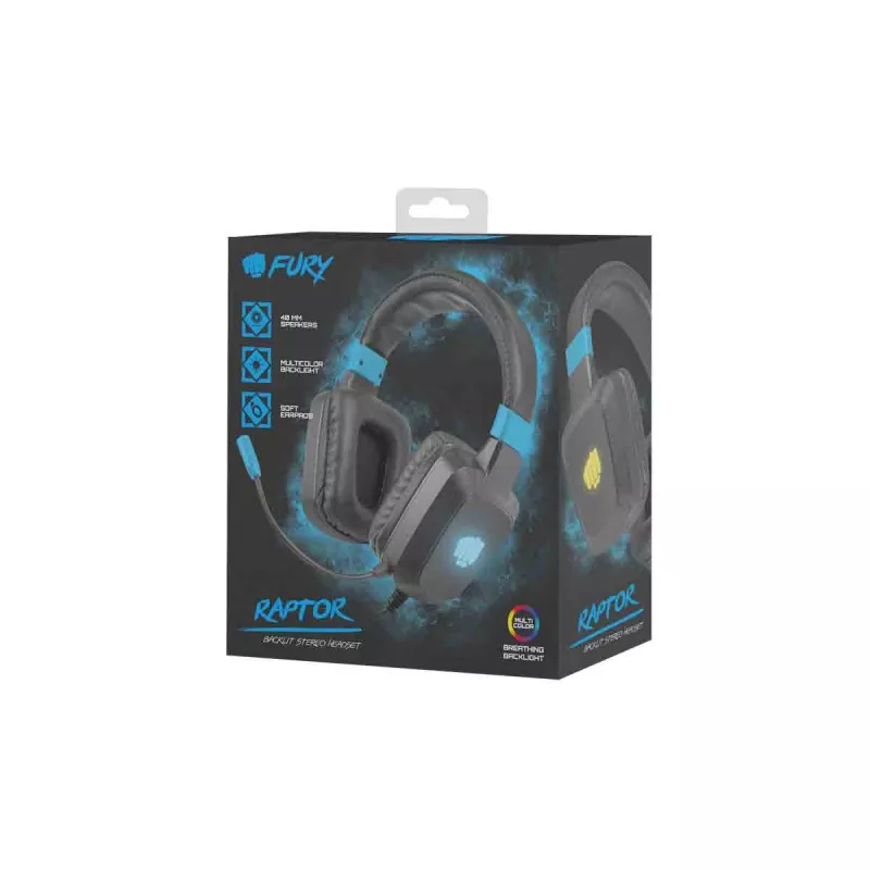 Juhtmega mänguripeakomplekt Fury NFU-1584 koos boom-mikrofoniga, ümberkõrvaklappidega, 98 dB, 15–25000 Hz, 2 m kaabel, USB ja 3,5 mm, sinine