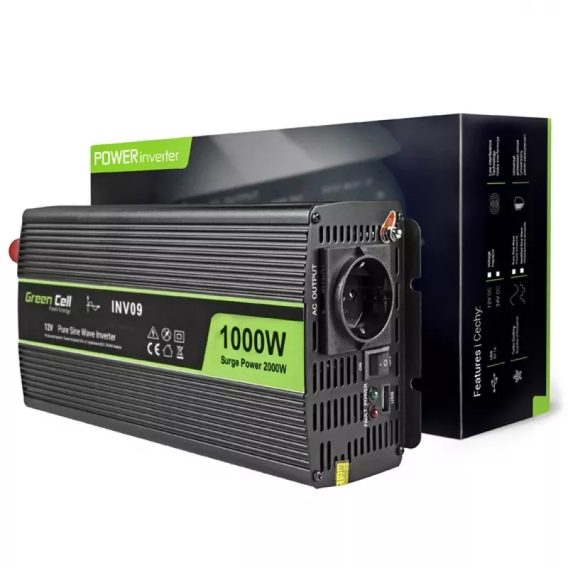 Green Cell INV09 toiteadapter/inverter Auto 1000 W Must