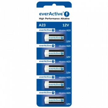 Aluselise patarei komplekt everActive A23 12V, 5 tk blisterpakendis — puldidele ja väikesele elektroonikale