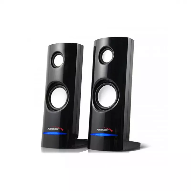 2-suunaline juhtmega arvutikõlar Audiocore AC860, 2.0 kanalit, 4 W RMS, USB-toide, 3,5 mm sisend, must