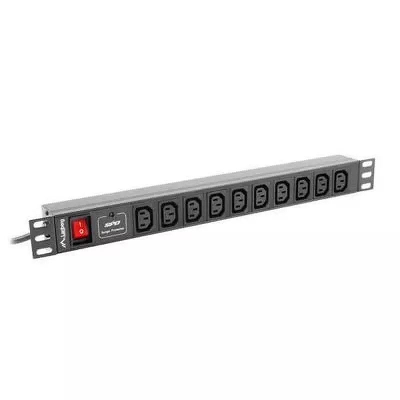 Toitejaotusseade LANBERG PDU-10I-0200-IEC-BK — 10× C13 pistikupesa, 2 m kaabel, 10 A, 2500 W, must