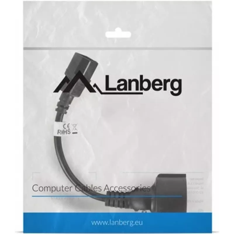Lanberg CA-C14E-10CC-0018-BK Stromkabel Schwarz 0,18 m C14-Koppler (CA-C14E-10CC-0018-BK)