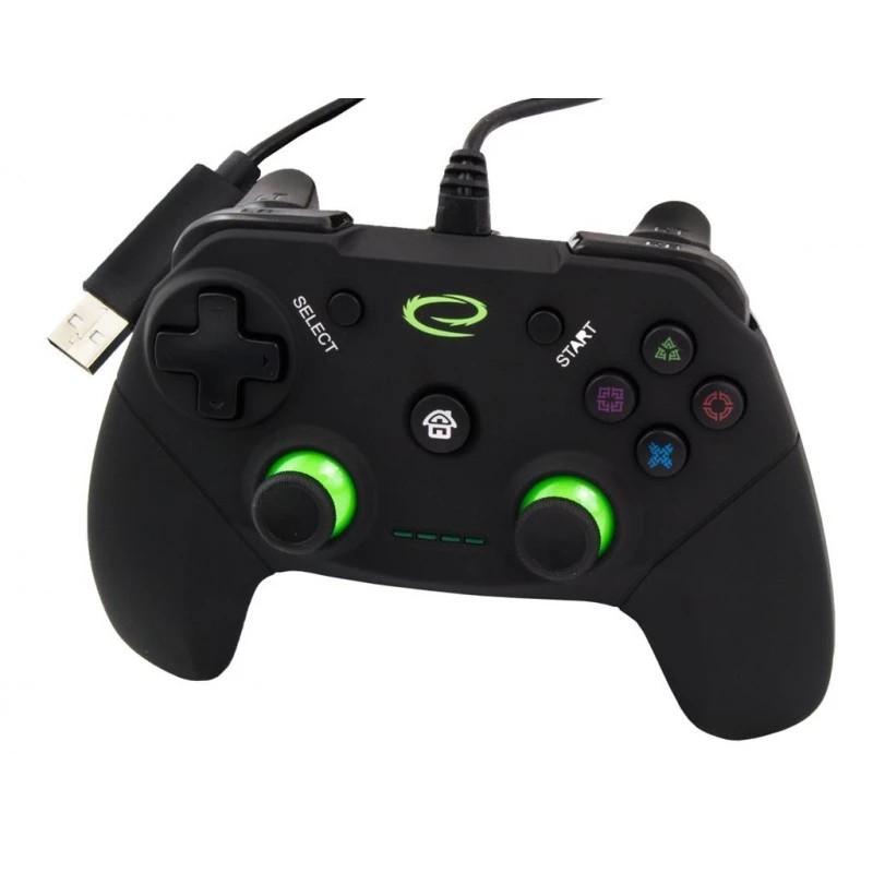 Gamepad ESPERANZA EGG110K juhtmega USB vibratsiooniga, 12 nuppu, 1,5 m kaabel — PC-le ja PS3-le