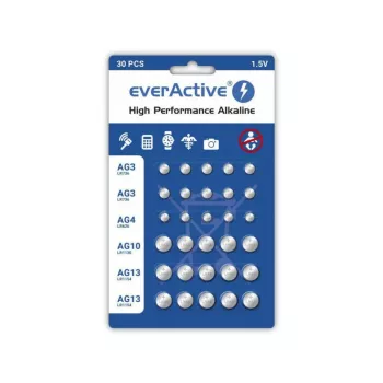 Leelispatareid everActive AGMIX30BL 1,5V — 30 tk pakend, nööp-/müntrakud