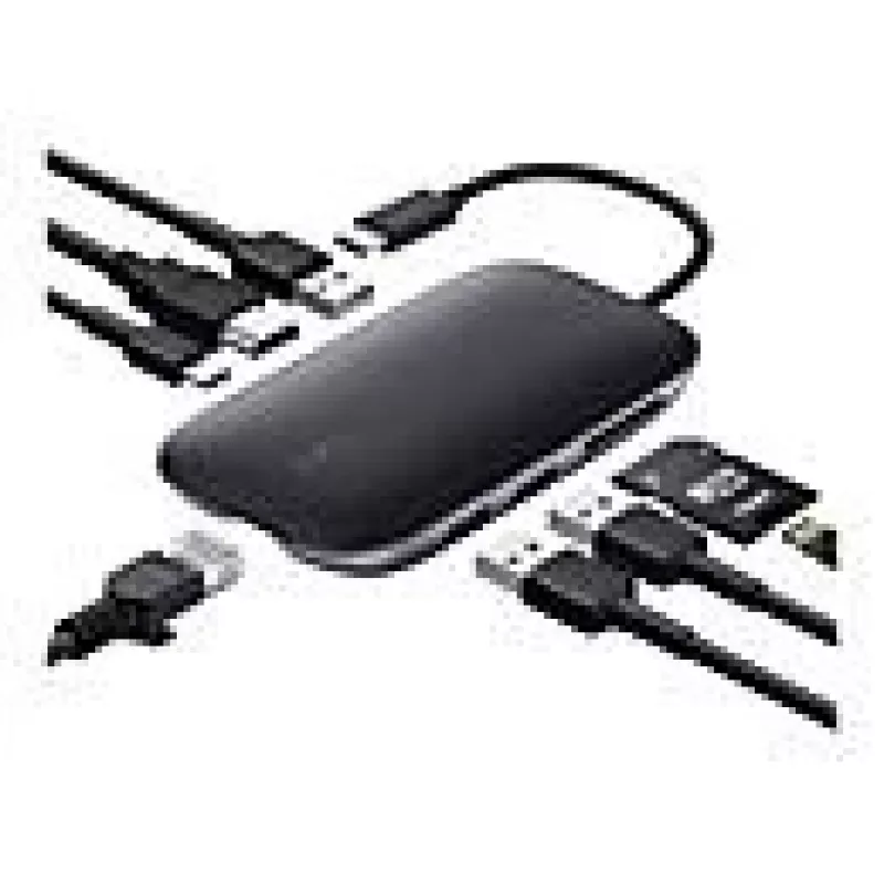 Sülearvuti dokkimisjaam AUKEY CB-C71 — 3× USB-C (USB 3.2 Gen1), HDMI, RJ‑45, MicroSD, USB PD 100W, 0,15 m kaabel, must