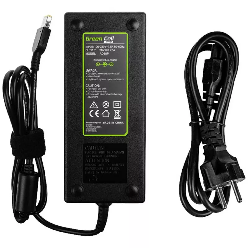 Toiteadapter roheline Cell AD68P 135 W vahelduvvoolust alalisvooluks 20 V 6,75 A siseruumidesse must