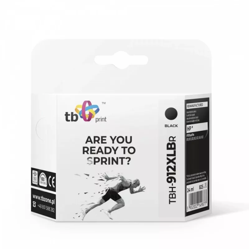 Tindi kassett TB ühilduv S HP OfficeJet Pro 8025 912XL, BK taastatud