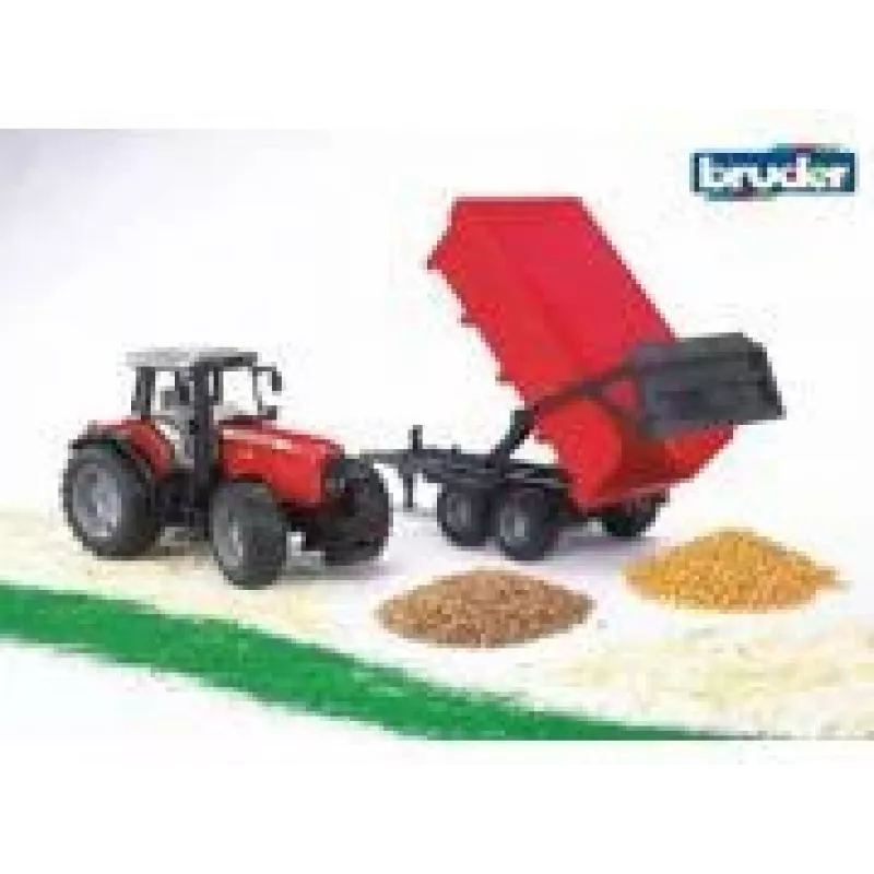 Traktorimudel BRUDER Massey Ferguson 7480 kallutuskärruga